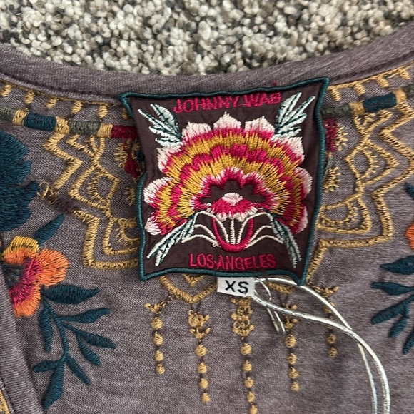 Johnny Was Los Angeles Katina Floral Boho Embroidered T Shirt Blouse Top NWT - Picture 7 of 9